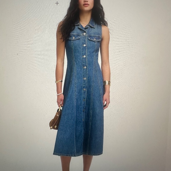 Madewell Sleeveless Denim Midi Dress - Picture 1 of 5